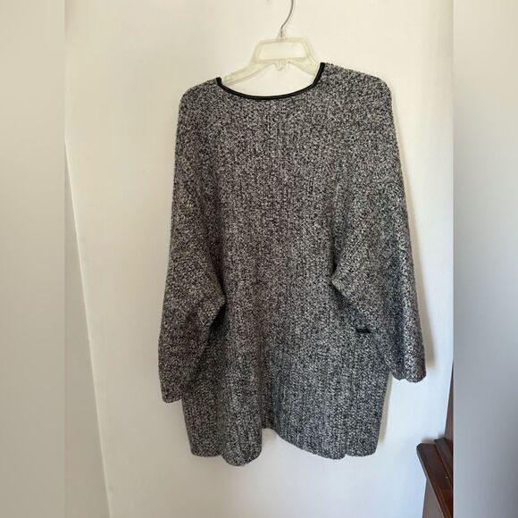 Zara black & white open jacket faux leather trim pockets size S 6873/129/064/S - Picture 9 of 12